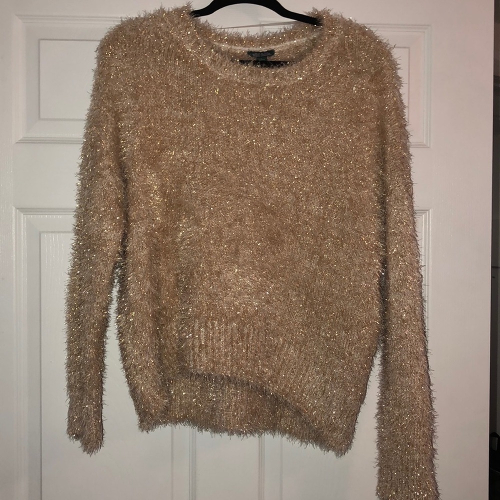 Furry Cream and Gold Sweater